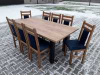 komplet stol 185/244x95 i 8 krzesel blat craft zloty mega