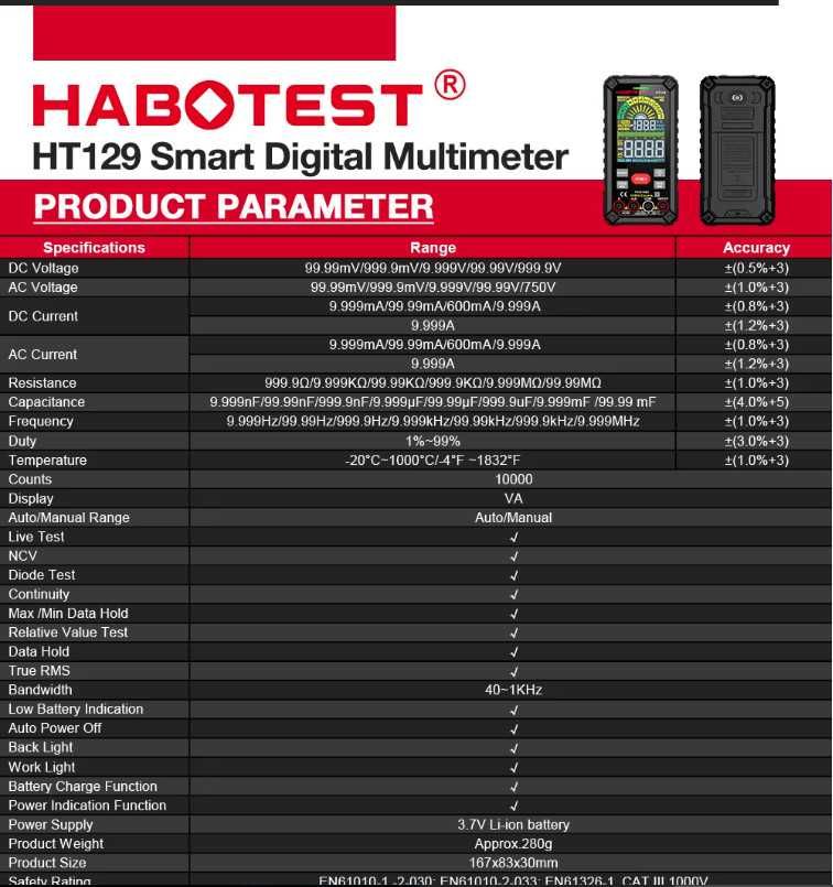 Мультиметр HABOTEST HT129 аналог GVDA GD128PLUS