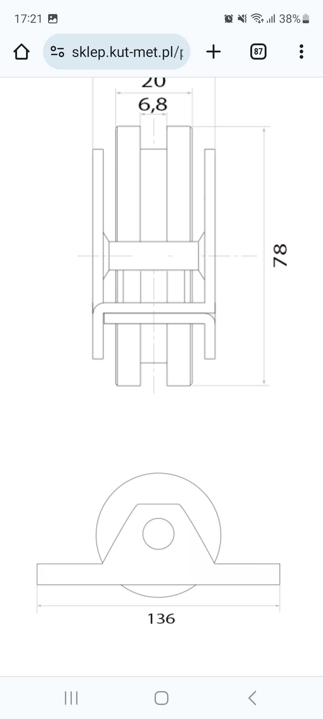 Rolki jezdne "T" 78×22