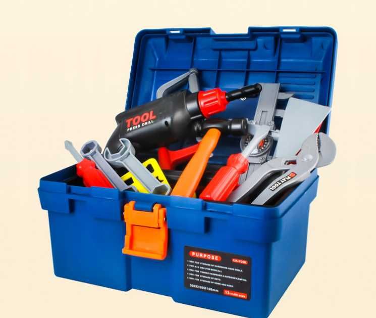 Zestaw Narzędzi w Walizce Dla Dzieci Warsztatowa Skrzynka + Narzędzia