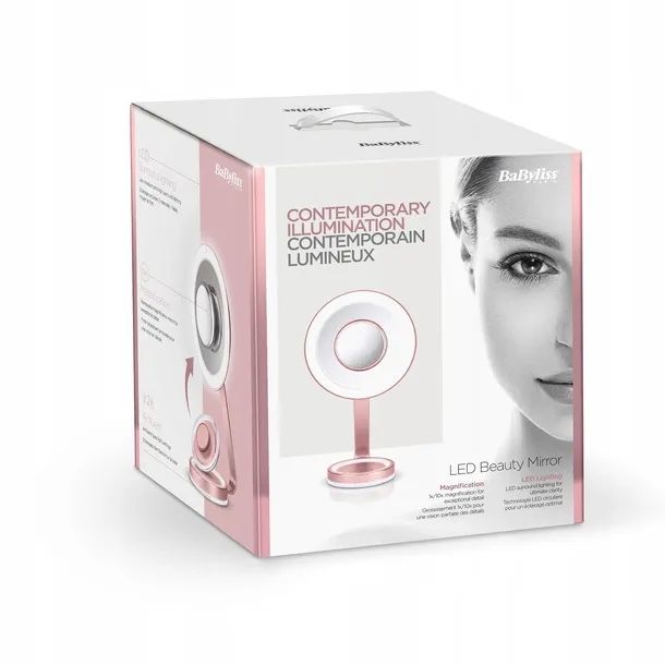 Lusterko led lustro babyliss kosmetyczne różowe prezent