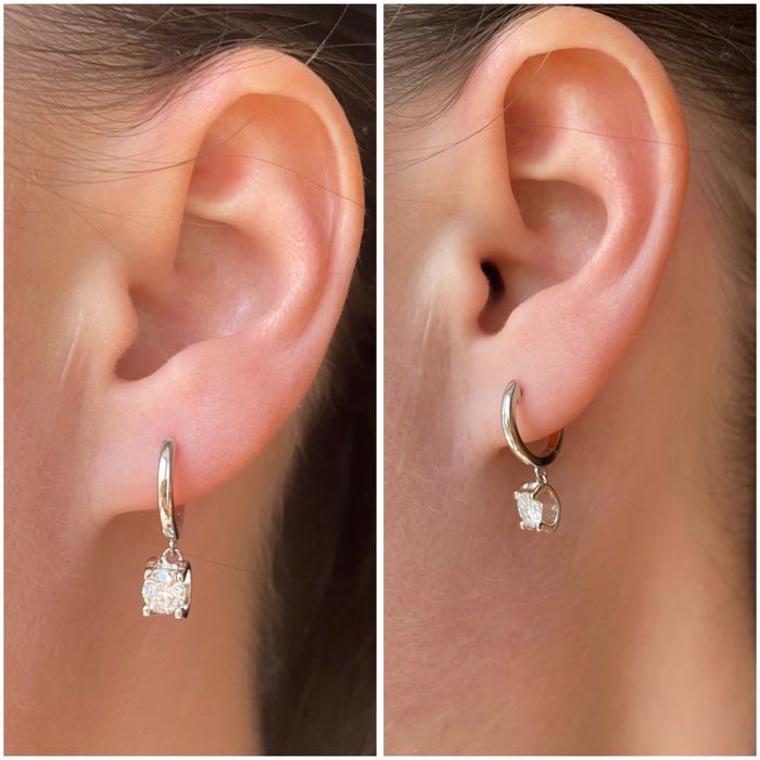 Элегантные серебряные сережки с муассанитами-бриллиантами
