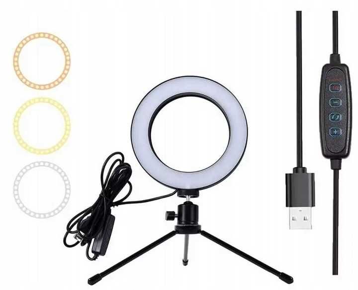Lampa pierścieniowa LED Ring 16 cm z tripodem – do makijażu i zdjęć