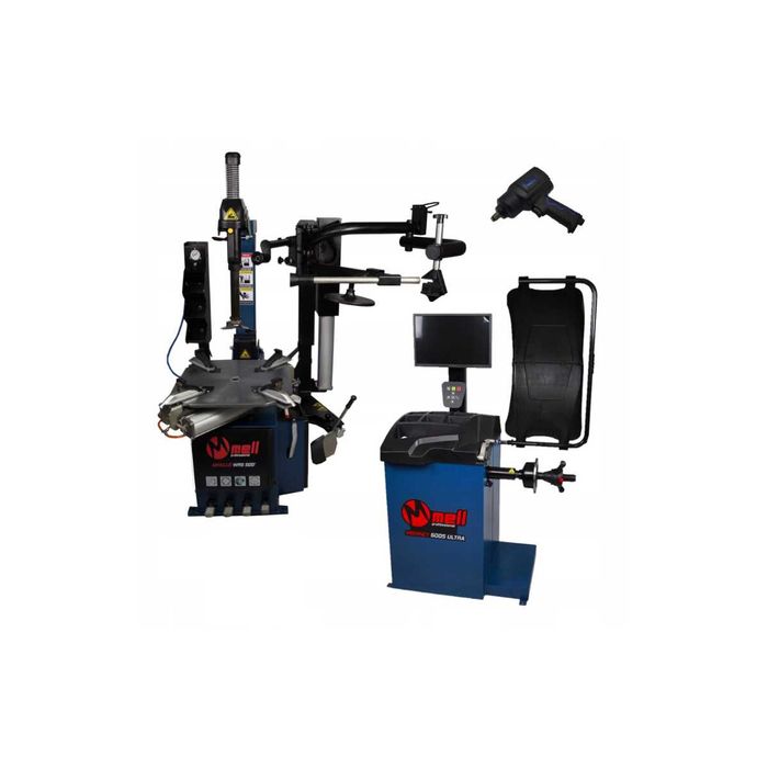 Zestaw montażownica 26″ z ramieniem Run Flat + wyważarka automatyczna