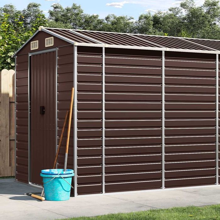 Abrigo de Jardim em Aço Galvanizado 191x640x198 cm Castanho