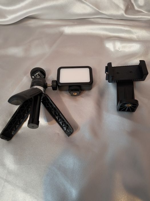 MAXCAM Dwukolorowa Lampa Wideo Statyw Klips Do Telefonu LED