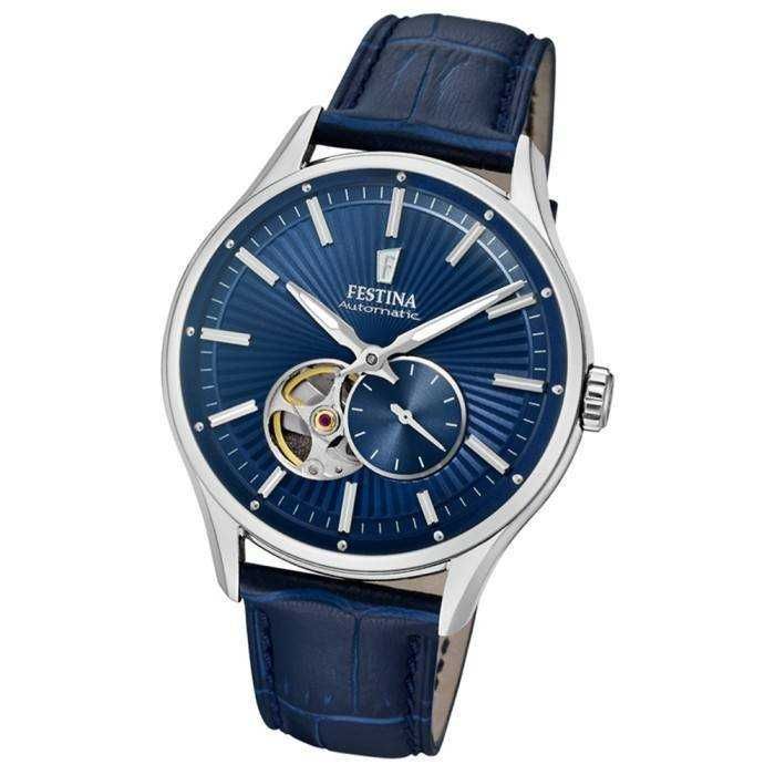relógio FESTINA AUTOMÁTICO com correia azul de couro para  HOMEM.