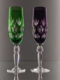 Пара вінтажних кольорових бокалів для шампанского, кришталь, 70-80 -х