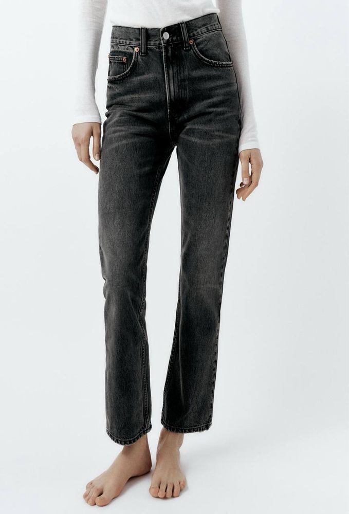 Нові Сірі Джинси Zara, Straight Fit, 34 розмір