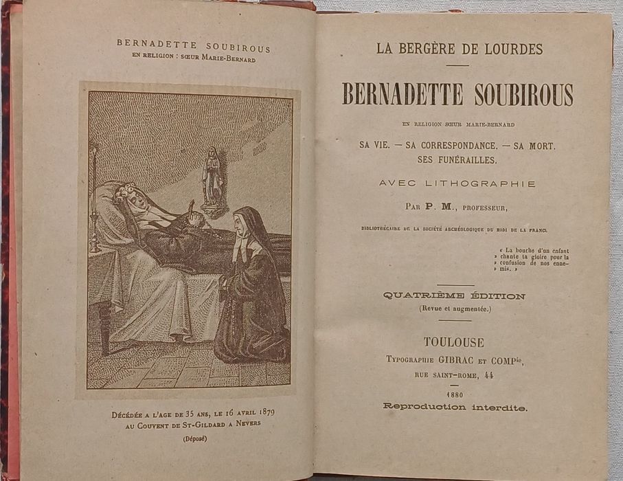 Católicos Ano 1880 Bernadette Soubirous Raro