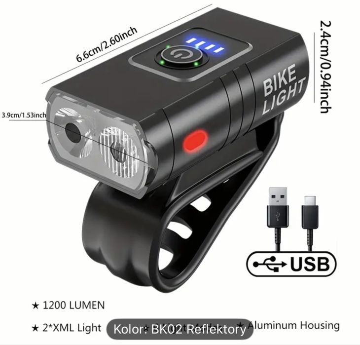Lampka rowerowa super mocna USB