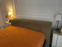 Cabeceira de cama 1,60mt em veludo creme
