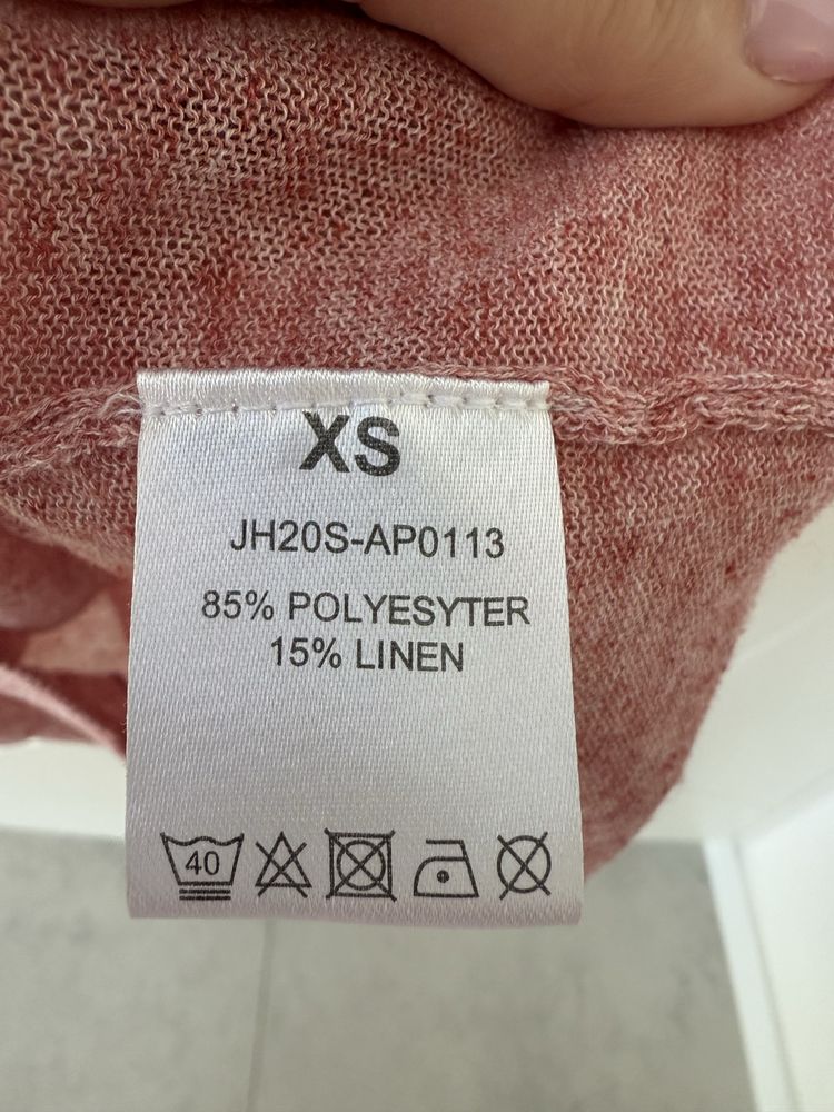 Sweter krotki rekaw letnia damski sweter lniany S M