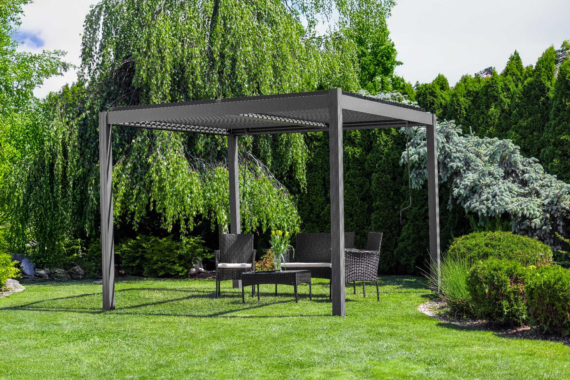 PERGOLA Ogrodowa Tarasowa aluminiowa 3x3m, panele zaciemniające