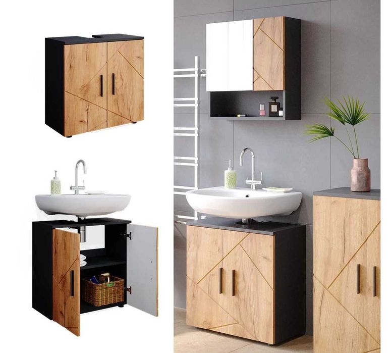 Szafka pod umywalkę Złoty dąb/antracyt 60 cm