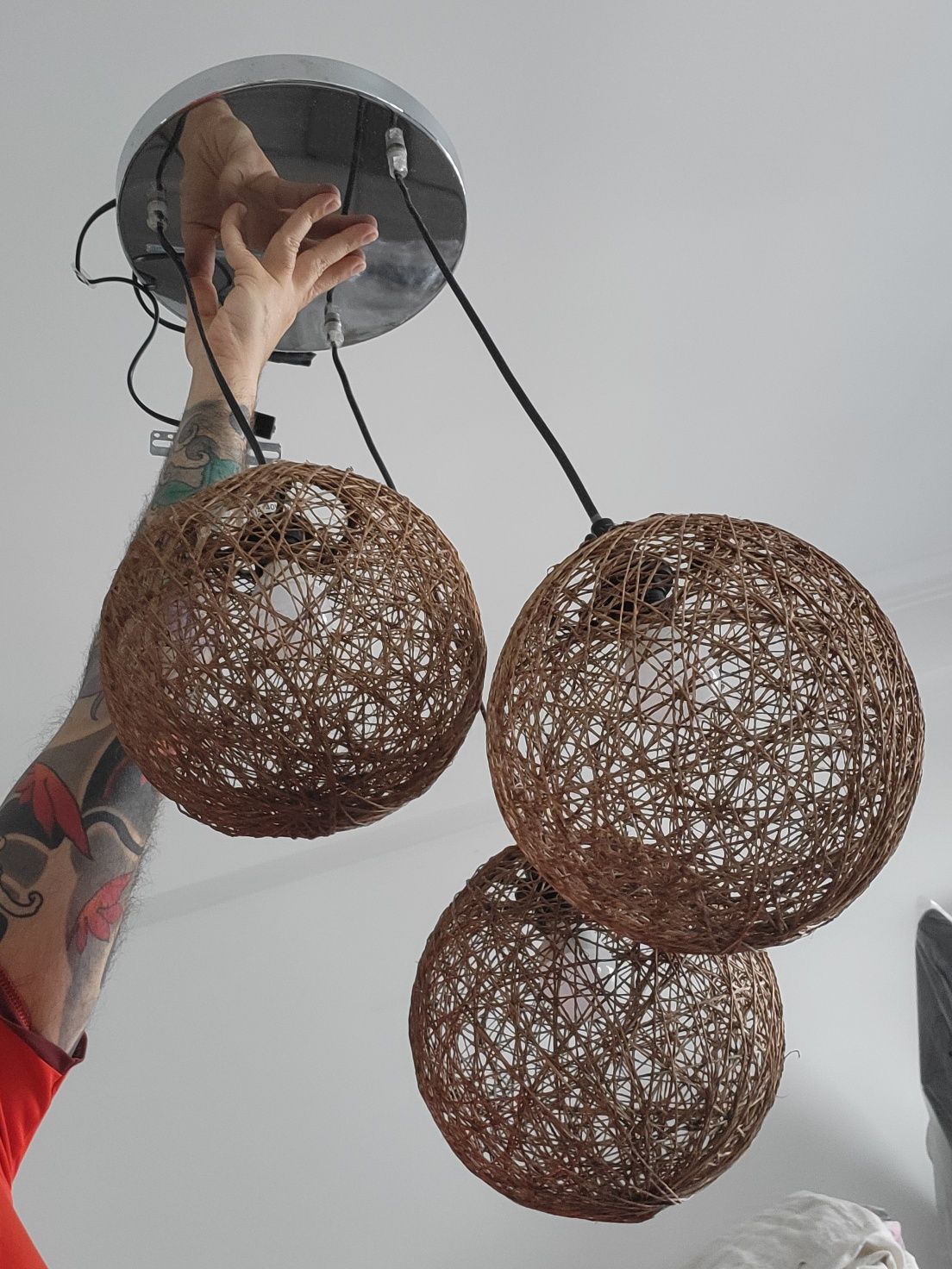 Candeeiro suspenso Laredoute Fibra Natural sala quarto