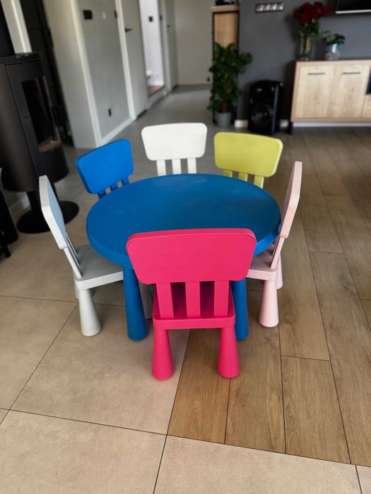 Mammut stół okrągły i krzesła komplet ZESTAW Ikea Mamut dla dzieci