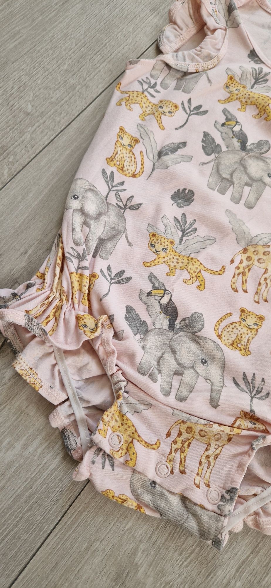 H&M kolorowy kombinezon letni pajac rampers body zwierzęta