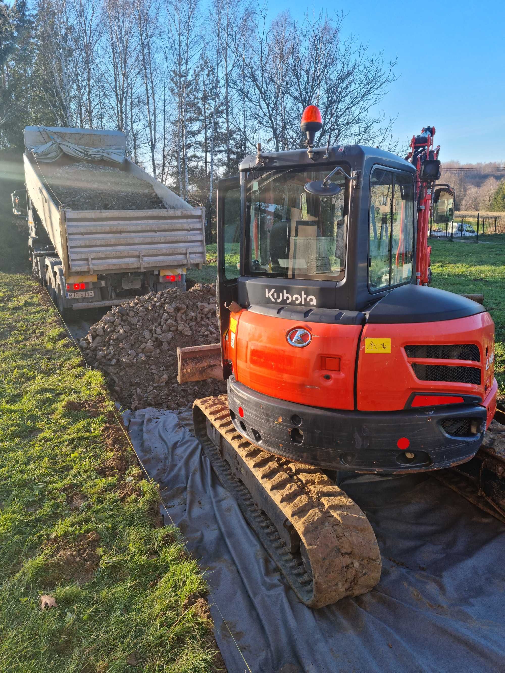 Uslugi koparką minikoparką i wywrotką 4x4 wozidlo 6t prace ziemne