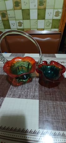 Чешское стекло конфетница и ваза