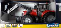 Bruder Traktor Massey Ferguson  z ładowaczem czołowym skala 1:16