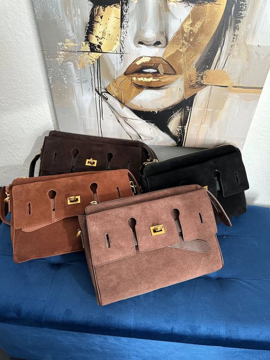 Сумка Balenciaga Bel Air замшева | коричнева, шоколадна, чорнай