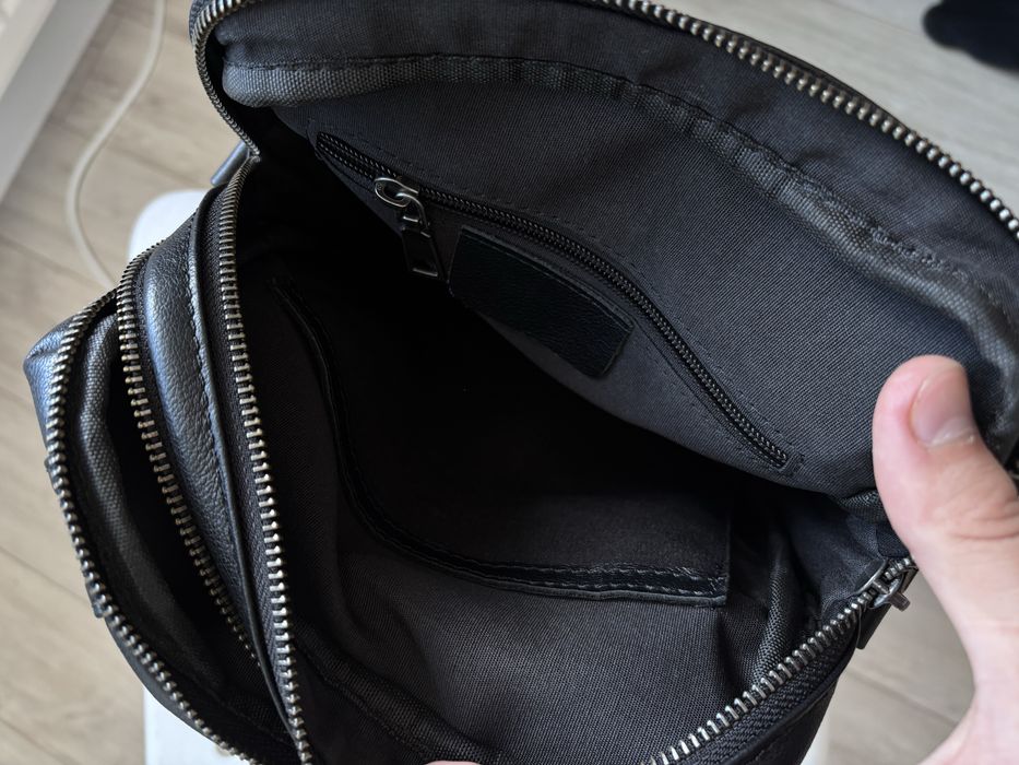 Сумка чоловіча чорна шкіряна / сумка мужская