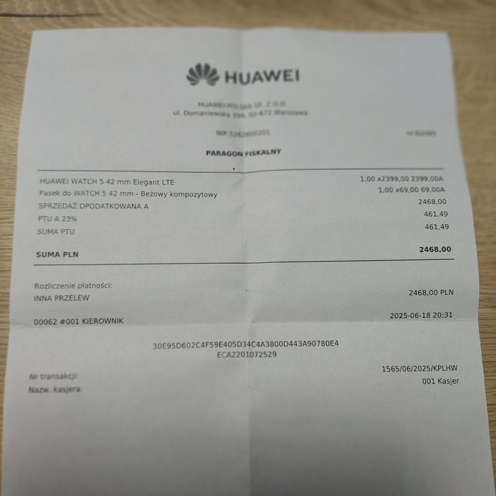 Huawei Watch 5 42mm LTE Elegant, nowy, na gwarancji.