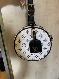 Сумка круглая белая черная Louis Vuitton