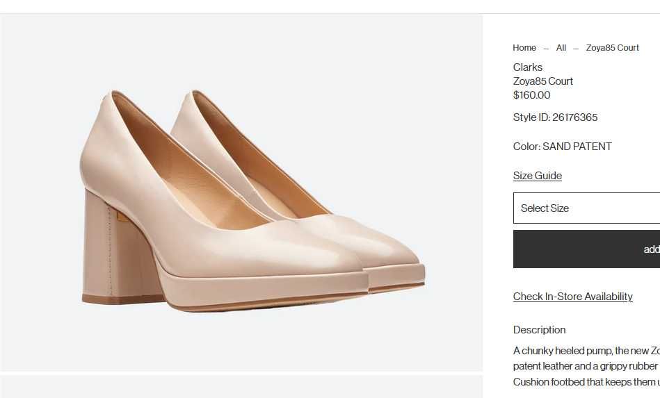Туфлі жіночі лаковані Clarks, 39.5р