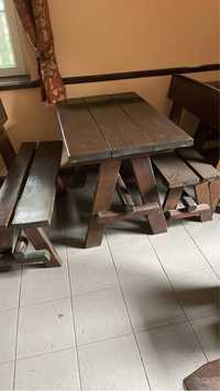 Drewniany stół z lawkami 100x80