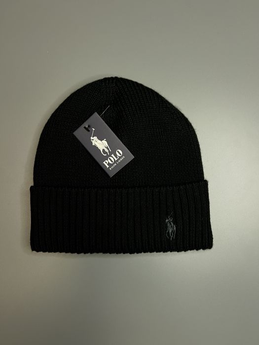 Шапка-біні Polo чорна з вишитим логотипом Поло