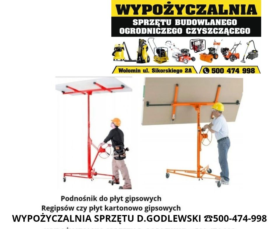 Podnośnik do płyt gipsowych regipsów płyt kartonowo gipsowych Wynajem!