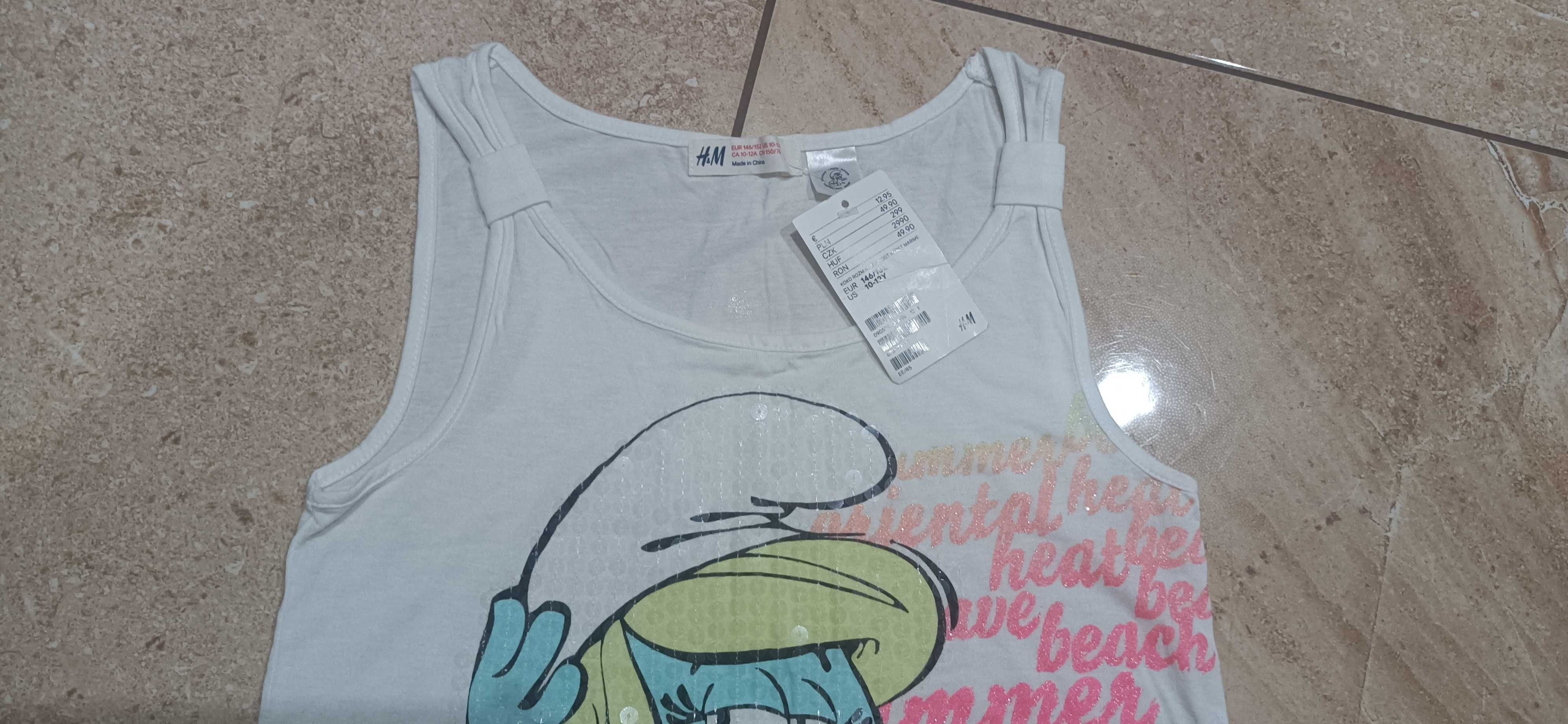 Bluzeczka dziewczęca na szelkach H&M nowa z metką 146/152