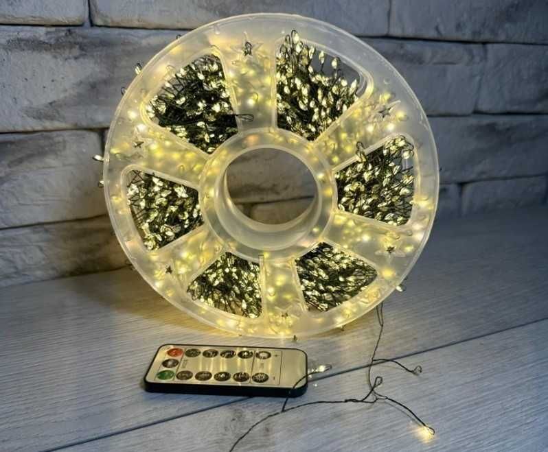 Гірлянда феєрверк мішура хвойна лапа 50м 1500 led, теплий білий