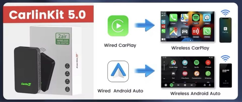 CARLINKIT 5.0 2air bezprzewodowy CarPlay AndroidAuto adapter model2025