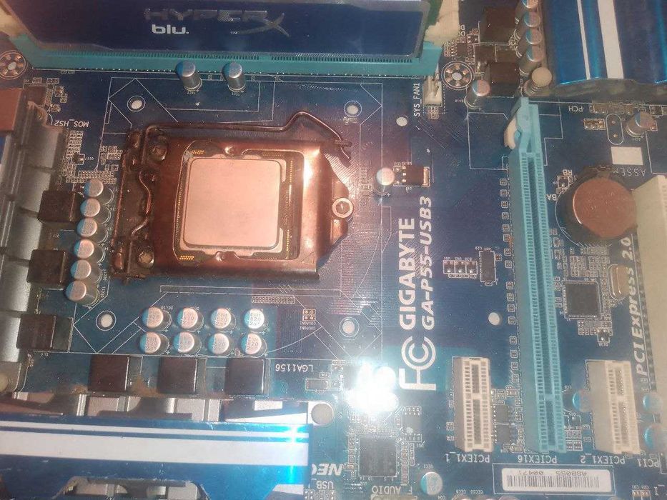 Материнская плата GIGABYTE GA-P55-USB3 +i5 760 +16gb Озу