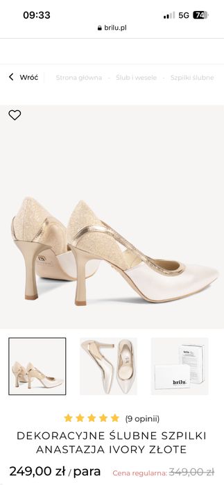 Szpilki ślubne Brilu 36