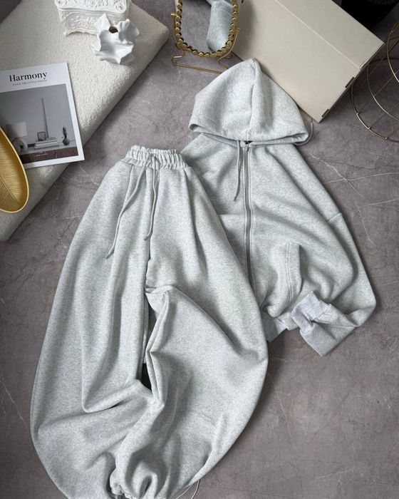 Жіночий обьемний спортивний костюм (Худі-зіп + Штани)