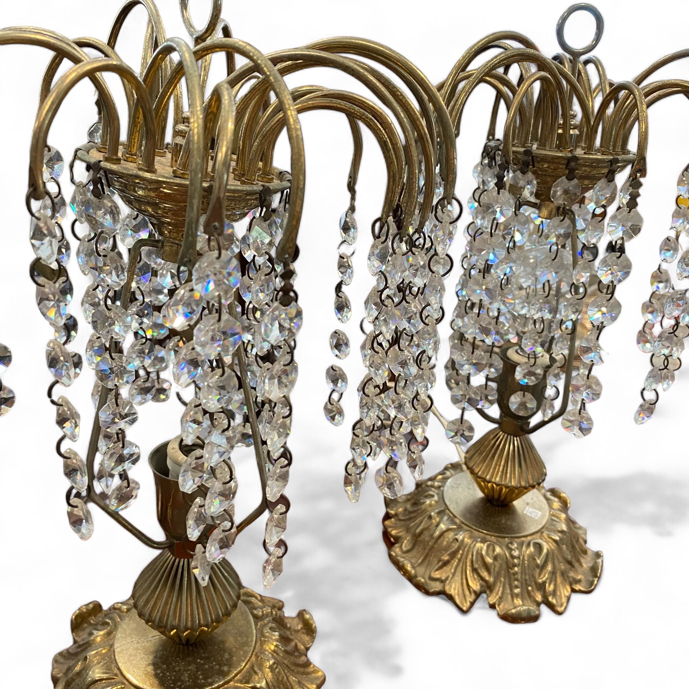 Conjunto 2 Candeeiros Mesa Vintage Cristal Dourado