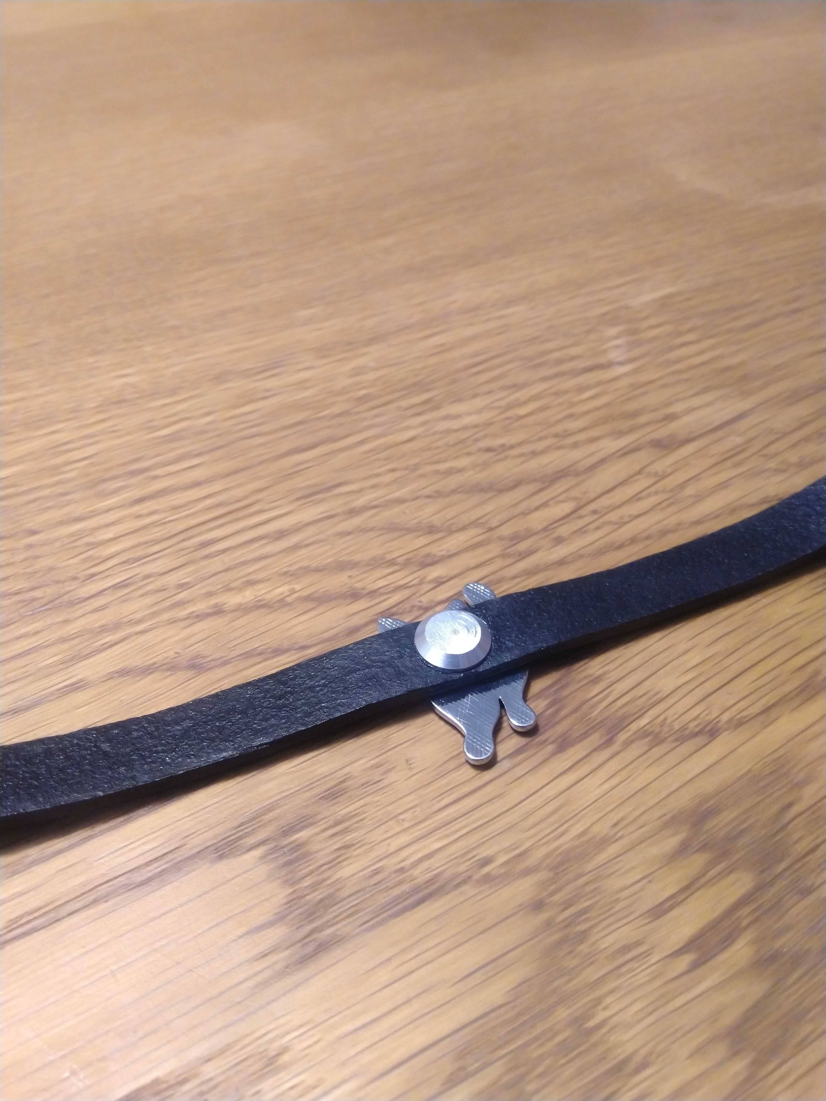 Bransoleta Skórzana Pin Przypinka Kot K0011