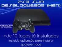 PS3 Slim desbloqueada + comando com jogos