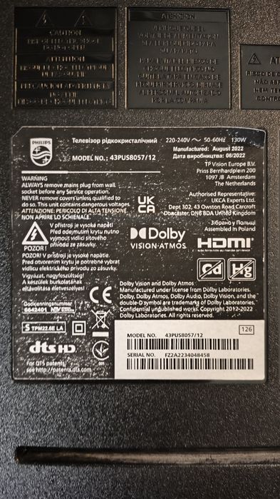 Uszkodzony Philips Ambilight 43