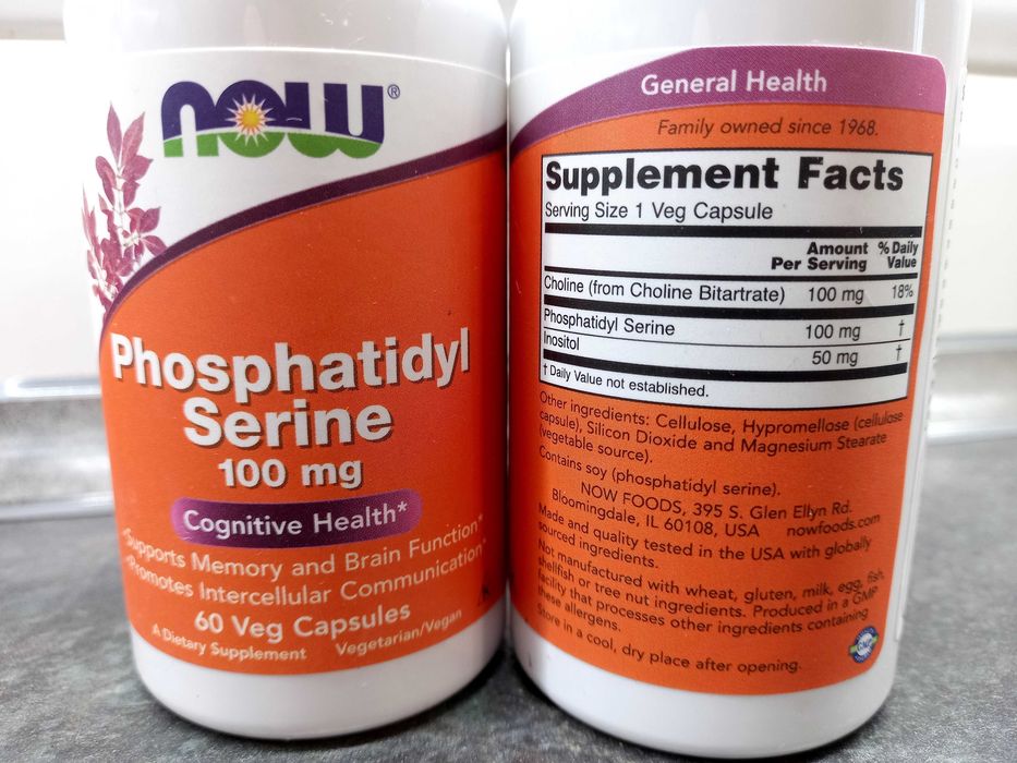 Now Foods, Phosphatidyl Serine 100 мг (60 капс.), фосфатидилсерин