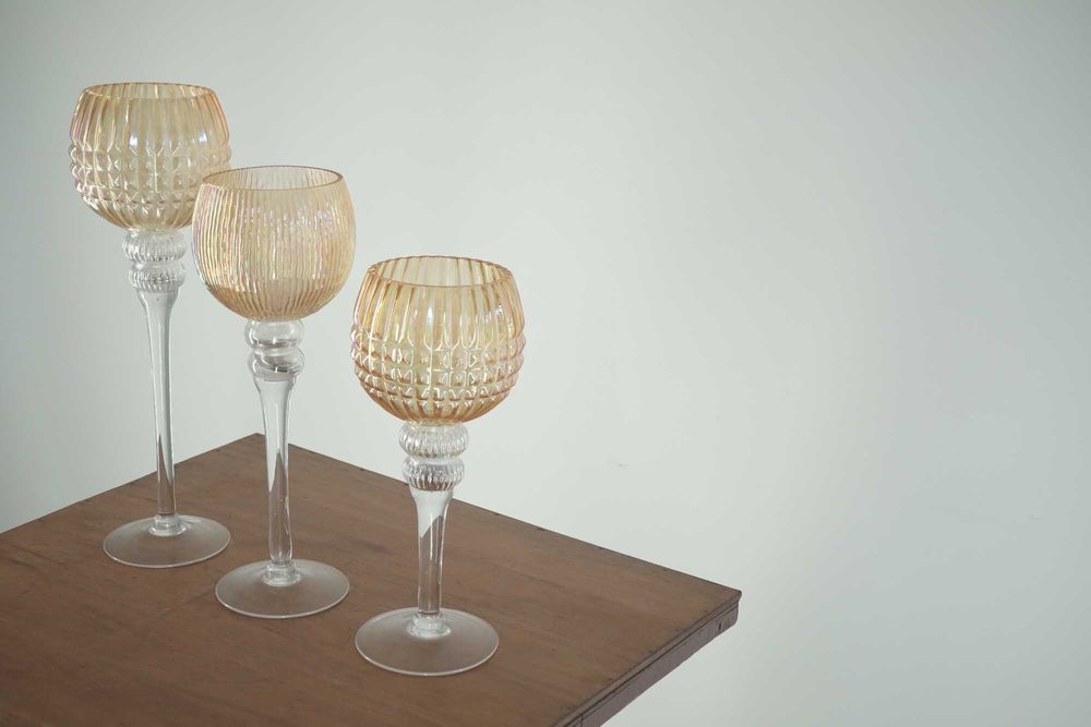 3 Castiçais em Vidro