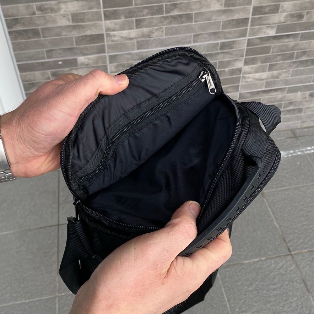 Мужская сумка через плечо барсетка прочная черная
