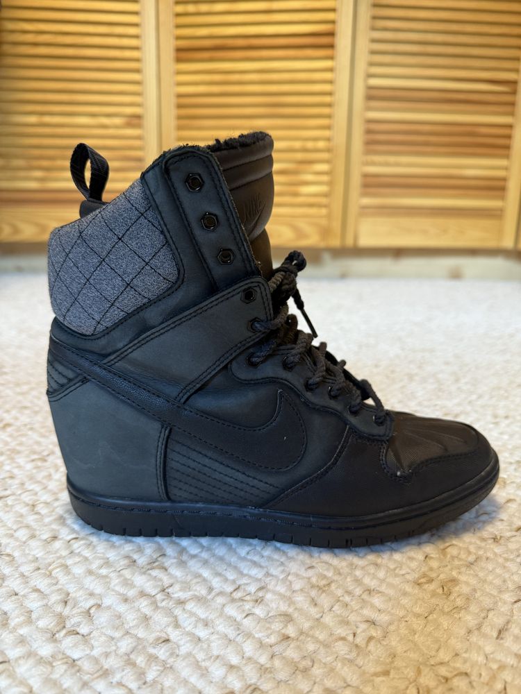Grafitowe czarne buty na koturnie sky high dunk Nike 40,5 26 cm