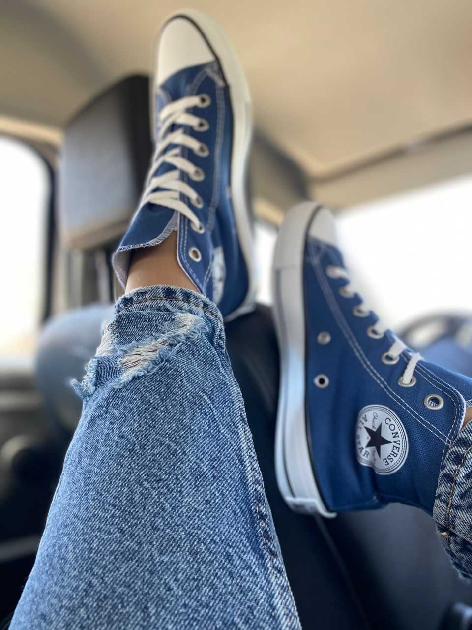 Жіночі сині Converse All Star Високі конверси