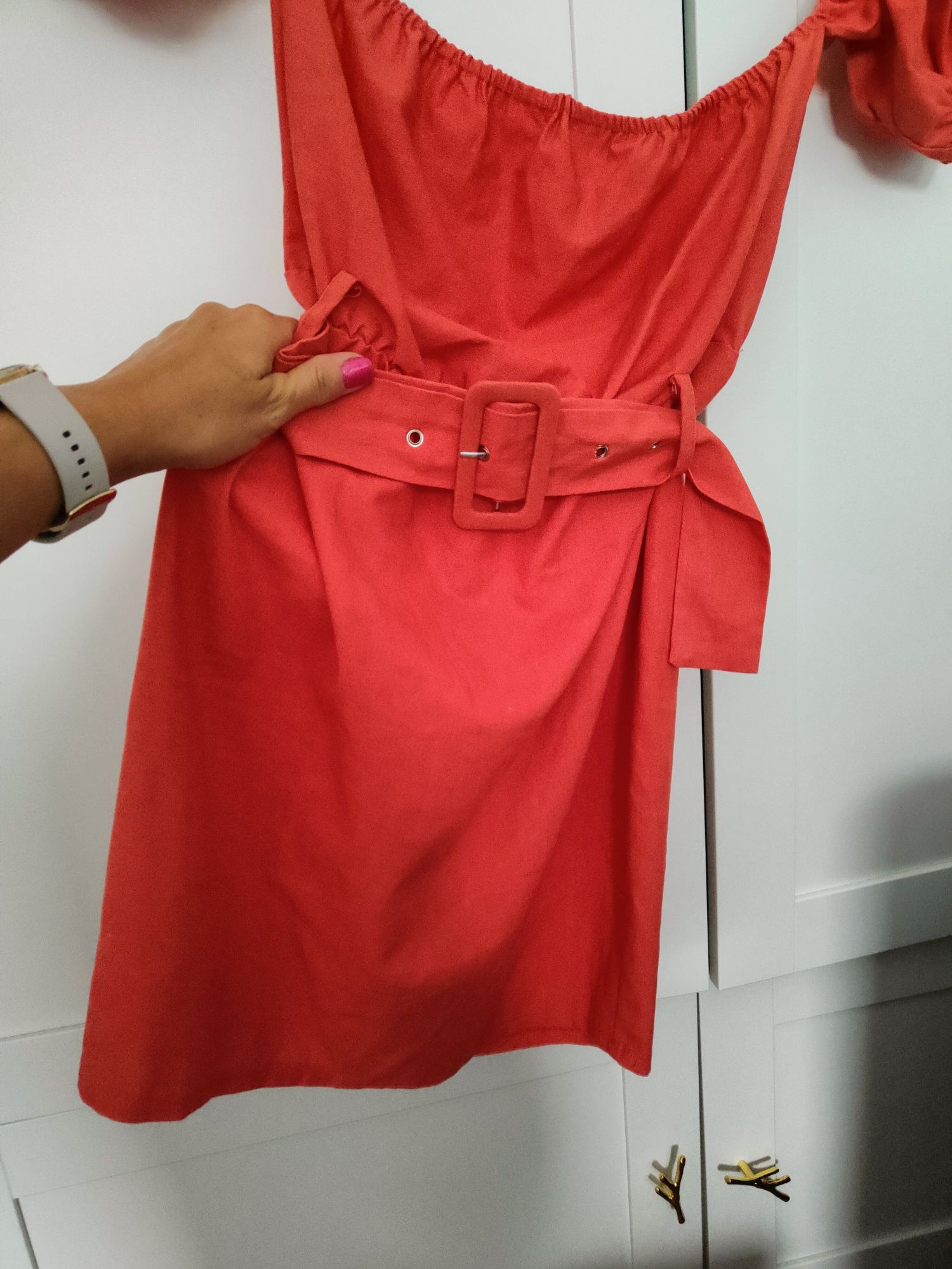 Sukienka pomarańczowa prettylittlething XS/s nowa bufki na lato
