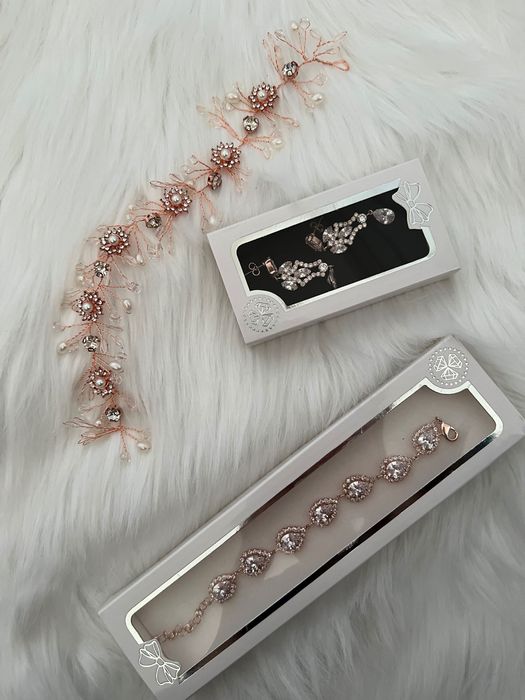 Biżuteria wieczorowa / ślubna - różowe złoto